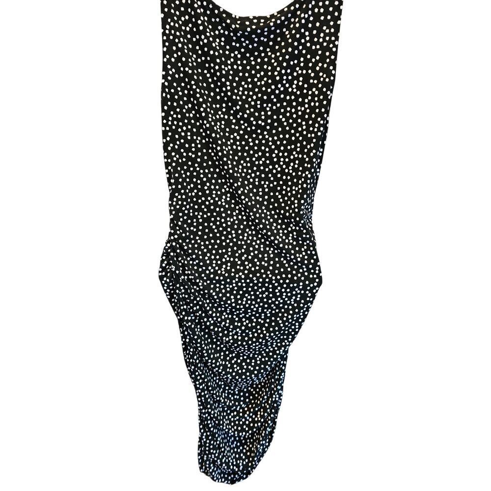 A pea in the pod maternity black white confetti sleevless summer ruched dress M - Picture 2 of 7